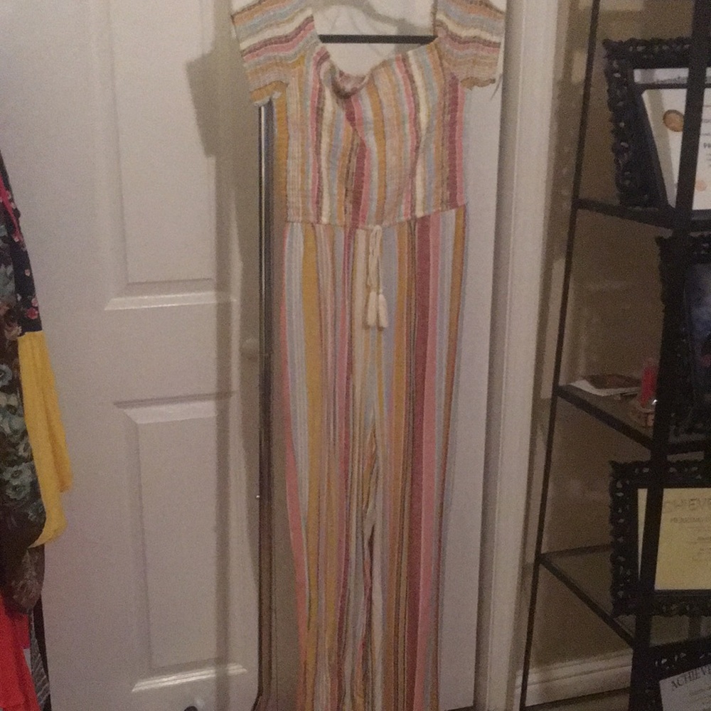 Multi Colored Off The Shoulder Jumpsuit